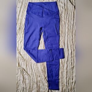 Amazon Women's Vibrant Blue Leggings Waist Compression Pockets Sides Sz XS